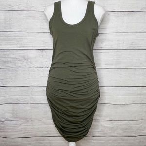 Express Olive Green Ruched Tank Dress, Size Small